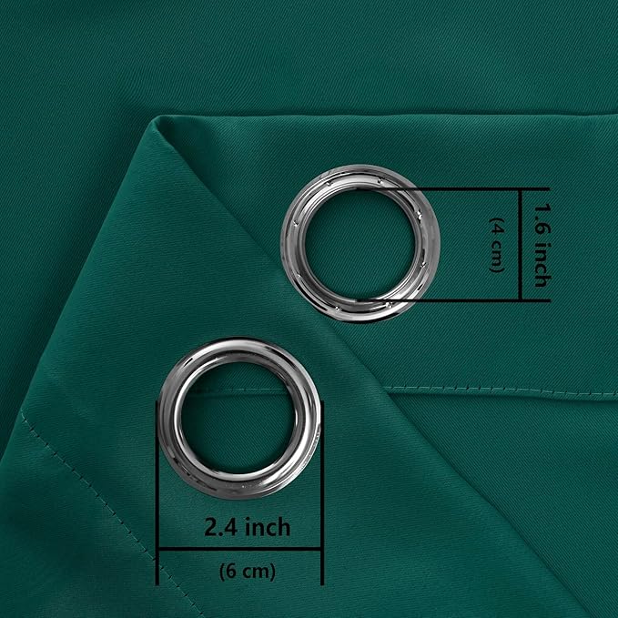 Hiasan Room Darkening Curtains for Bedroom, 70 x 84 Inches - Thermal Insulated & Energy Saving Window Drapes for Living Room/Dorm Room, Set of 2 Panels Sewn with Tiebacks, Hunter Green - Image 6