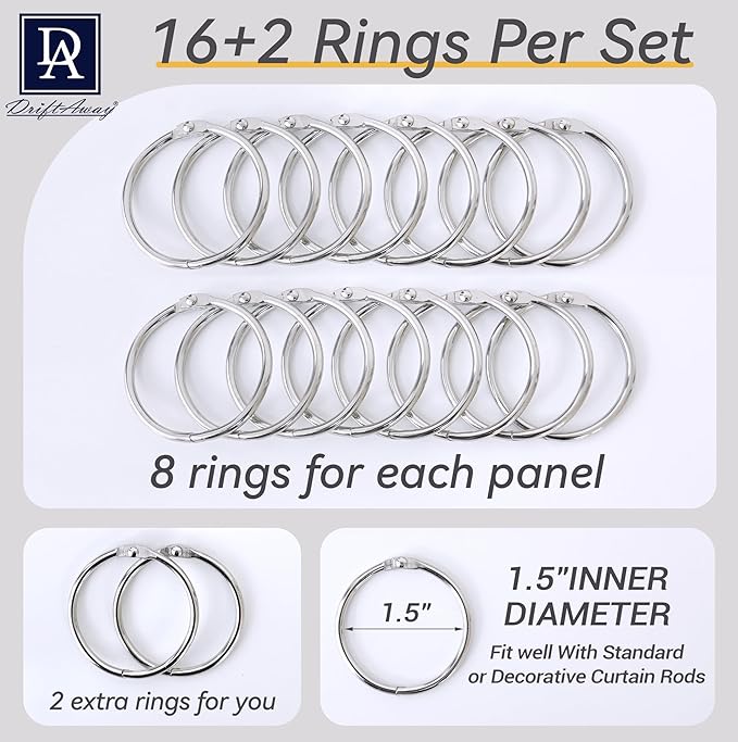 DriftAway Thermal Insulated Blackout Curtain Liner 2 Panels Each Liner Size 50 Inch by 92 Inch Rings Included - Image 5