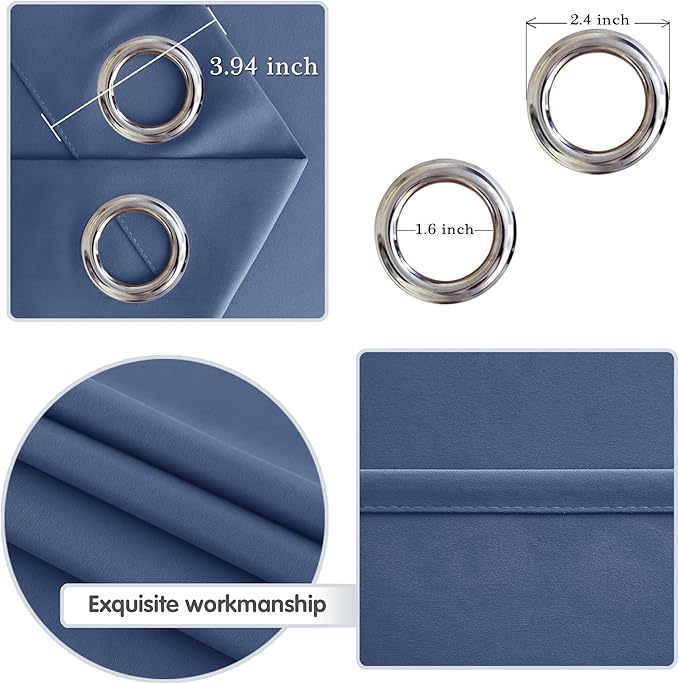 DWCN Curtains for Sliding Glass Doors, Extra Wide Curtains, Room Divider Thermal Insulated Curtain Drapes for Patio Sliding Door Living Room, 1 Grommet Curtain Panel, 8.3ft Wide x 8ft Tall,Haze Blue - Image 2