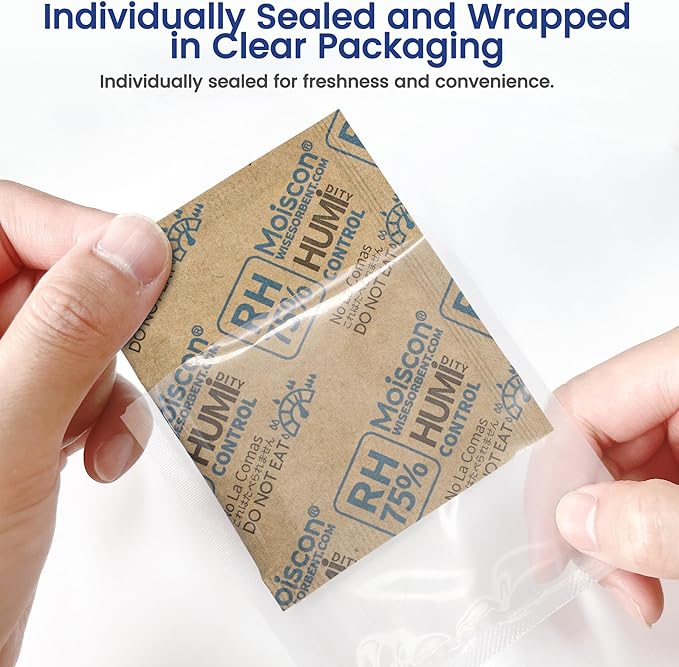 75% RH 8 Gram Two-Way Humidity Control Packs for Storing Up to 5 Items, 15 Pack Size 8 Moisture Control Packets Individually Wrapped for Small Non-Plastic Travel Cases - Image 4