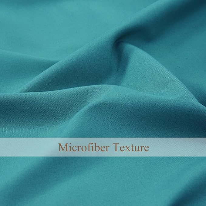 L.Z.E Non-See-Through Privacy Curtains 63 Inch Length 2 Panels Set, Teal Light Filtering Semi Sheer Curtains for Living Room Bedroom Nursery, Rod Pocket Short Window Panels (55" W x 63" L) - Image 6