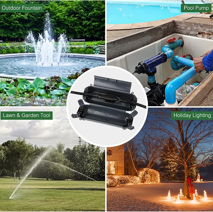 Flemoon [3 Pack] Outdoor Extension Cord Safety Cover with Waterproof Seal, Weatherproof Electrical Connection Box to Protect Outdoor Outlet, Plug, Socket, Christmas Holiday Decoration Light, Gray - Image 8