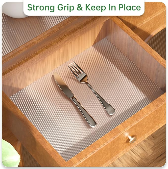 Shelf and Drawer Liner for Kitchen Cabinet, Non-Adhesive 12in x 120in Waterproof Durable Thickened EVA Material Easy-to-Cut Contact Paper Non Slip Mat for Refrigerator, Cupboard, Dresser - Image 6