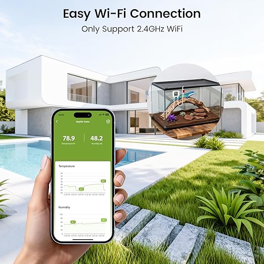 MOCREO WiFi Reptile Hygrometer Indoor Thermometer, Smart Humidity and Temperature Sensor, Remote Monitor with App Push Notification, Email Alerts, 2-Year Data Export, for Greenhouse Incubator - Image 2