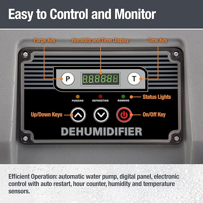 BlueDri BD-130P 225PPD Industrial Water Damage Equipment Commercial Dehumidifier with Hose for Basements in Homes and Job Sites, Gray - Image 6
