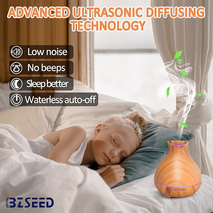 BZseed Aromatherapy Essential Oil Diffuser,2 PCS Humidifier with 550ml Lasting Mist Output Waterless Auto-Off Ultrasonic Diffusers 7 Color LED Lights Cool Mist Humidifier for Large Room, Home - Image 4