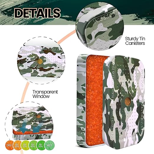 40 Gram Gun Safe Dehumidifier Camouflage, Rechargeable Desiccant Canister Dehumidifier Bags, Reusable Silica Gel Packets Moisture Absorbers for Car, Bathroom, Basement [1 PACK] - Image 2