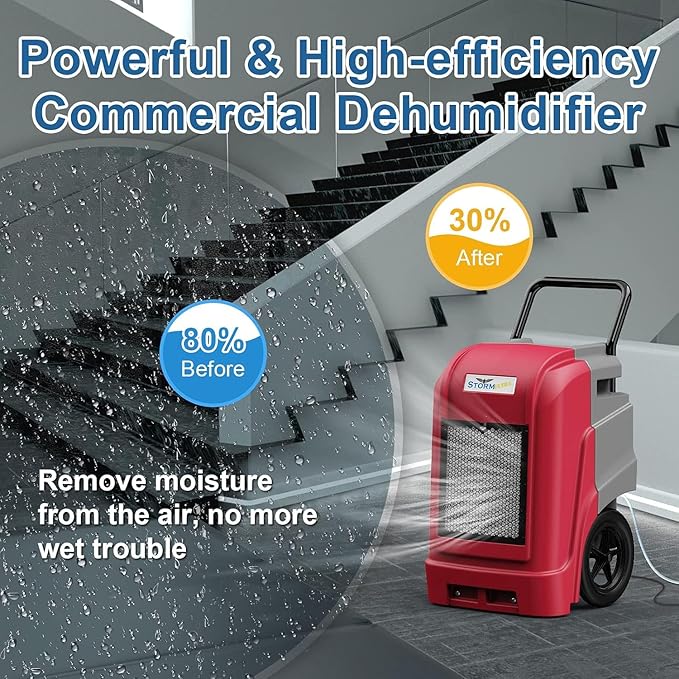 ALORAIR 190 Pints LGR Commercial Dehumidifier with Pump & Drain Hose, up to 2,600 Sq.Ft Industrial Dehumidifiers for Home, Water Damage Restore, Basements, Job Sites, 5 Years Limited Warranty - Image 4