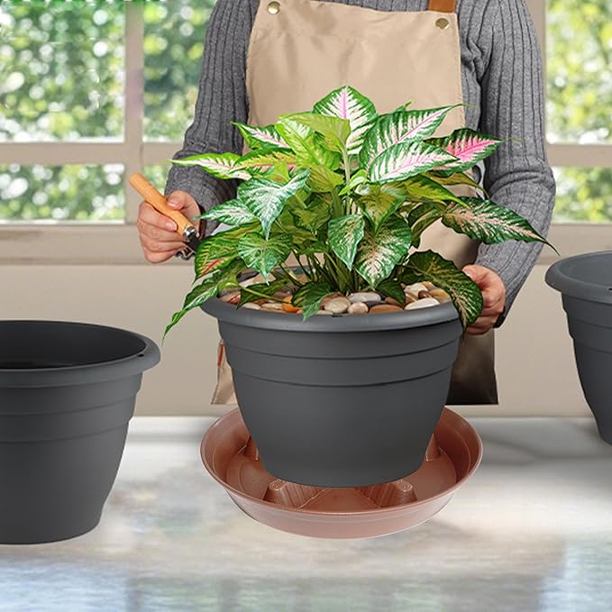 4 Pack Plant Saucer 12 inch, 8 10 14 17 inch, Plant Stand Plastic Plant Saucers for Indoors Outdoor, Heavy Duty Flower Saucers for Potted Plants, Pot Saucers for Plants, Grow Bags Saucers - Image 6