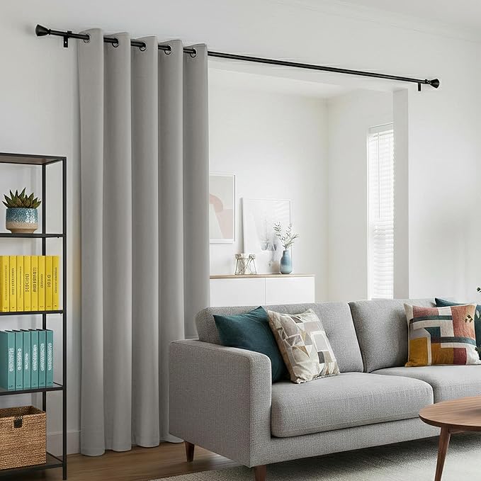 BONZER Room Dividers Curtain - Room Darkening Privacy Noise Reduce Thermal Insulating Window Curtains for Bedroom Living Room Doorway, 108L x 60W Inch (9L x 5W ft), 1 Panel, Silver - Image 3