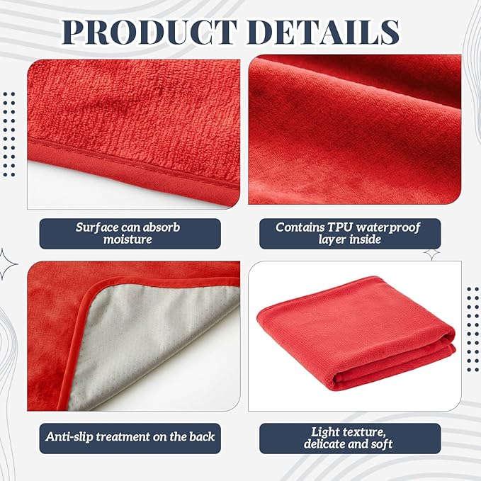 1 Pcs Couples Waterproof Mat 72 x 34 in Lover Reusable Stainproof Blanket Quiet Easy Use Mattress Protector for Adult Multi Functional Bed Sheet Couple Messy Play Pleasure Comfort (Red) - Image 4