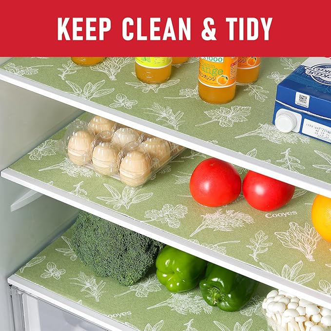 Cooyes Large Fridge Liners for Refrigerator, 17.7" × 24", Drawer & Shelf Liners for Kitchen Cabinets Non-Adhesive, Breathable Cloth Material, Non-Slip, Keep Produce Fresh Longer, Sage Green - Image 2