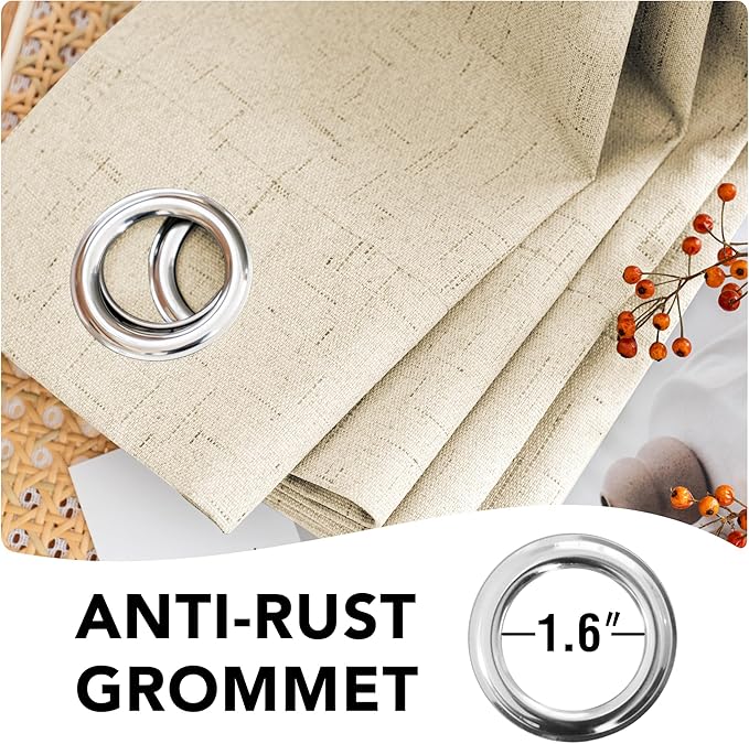 H.VERSAILTEX 100% Blackout Curtains for Bedroom Thermal Insulated Linen Textured Curtains Heat and Full Light Blocking Drapes Living Room Curtains 2 Panel Sets, Bleached Sand, 42x63 Inch - Image 6
