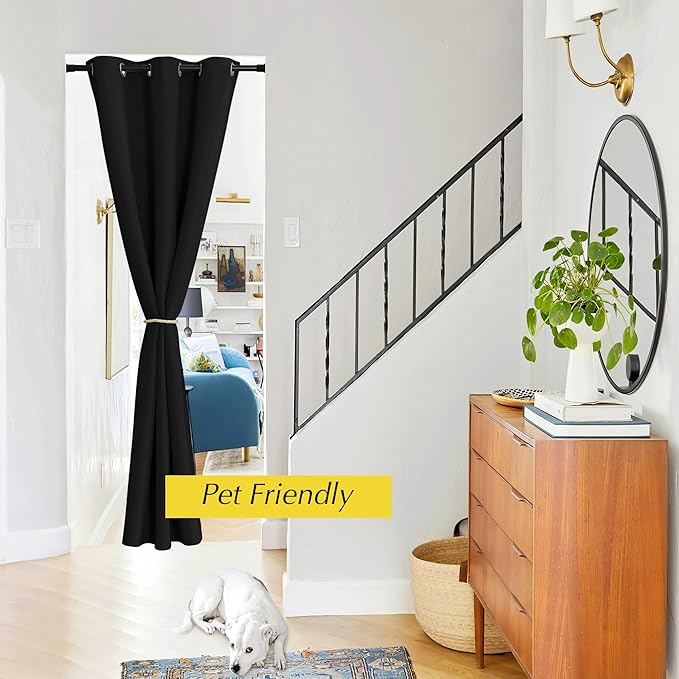 NICETOWN Door Curtain for Doorways, Blackout Privacy Doorway Curtains for Bedroom Closet Door, 80 inches Long Temporay Door Cover Portable Curtains for Hallway, 42 inches Wide, Black, 1 Panel - Image 5