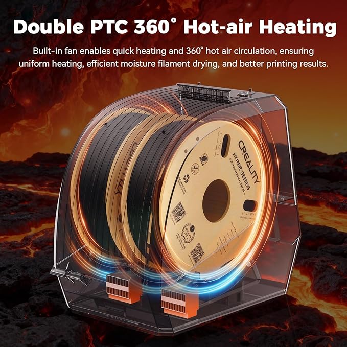 2026 New Official CREALITY Space Pi Filament Dryer Plus, 2 Spools Double 360° 160W PTC Fast Heating 3D Printer Filament Dryer Box, 4''LCD Touch Screen, One-Key Set Filament Drying for PLA PETG ABS TPU - Image 2