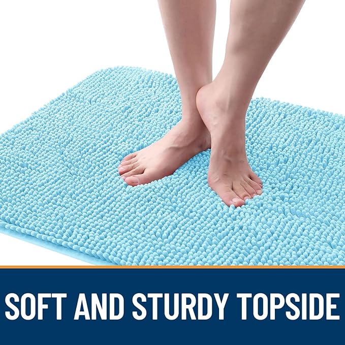 OLANLY Dog Door Mat for Muddy Paws 40x32, Absorbs Moisture and Dirt, Absorbent Non-Slip Washable Doormat, Quick Dry Chenille Mud Mat for Dogs, Entry Indoor Entryway Carpet for Inside Floor, Blue - Image 4