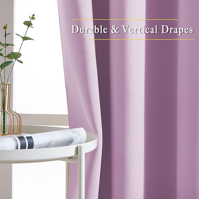 NICETOWN Room Darkening Patio Sliding Door Curtains 84 inch Length, Grommet Divider Thermal Insulated Curtain Drapes for French Door/Living Room (Lilac, W100 x L84, 1 Panel) - Image 6
