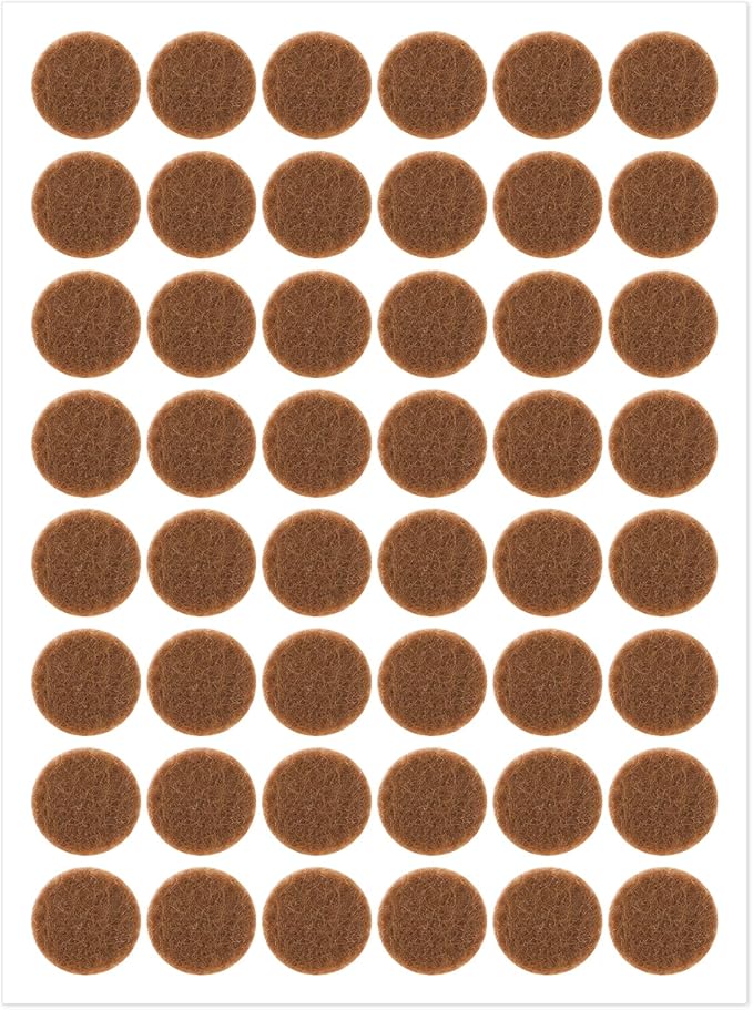 48 Pcs Brown Felt Cabinet Door Pads, 1/2 Inches Diameter Self Adhesive Felt Bumpers for Furniture Kitchen Cabinet Doors Floor Drawers Cupboards by salbsever