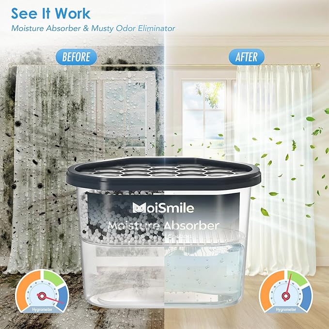 Moisture Absorbers, Efficient Activated Charcoal Humidity Absorber ＆ Odor Absorber Boxes, Refillable Car Dehumidifier for Closet, Bathroom, Basement＆ RV, 3 Pack - Image 2