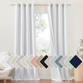 NICETOWN 100% Absolutely Blackout Linen Curtains with Thermal Insulated White Liner, White, 52 inches Wide, 102 inches Length Energy Saving Curtains for Living Room 2 Panels Set, Vertical Blinds by NICETOWN