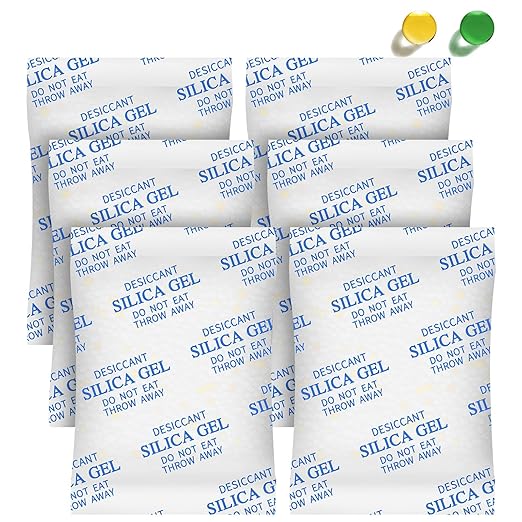 Desiccant Packs for Storage, 75 Packs 20 Gram Silica Gel Packets for Moisture Control, Food Grade Moisture Absorbers with Color Indicating, Desiccant Packs for Foods, Electronics, Jewelry, Safe by suobo