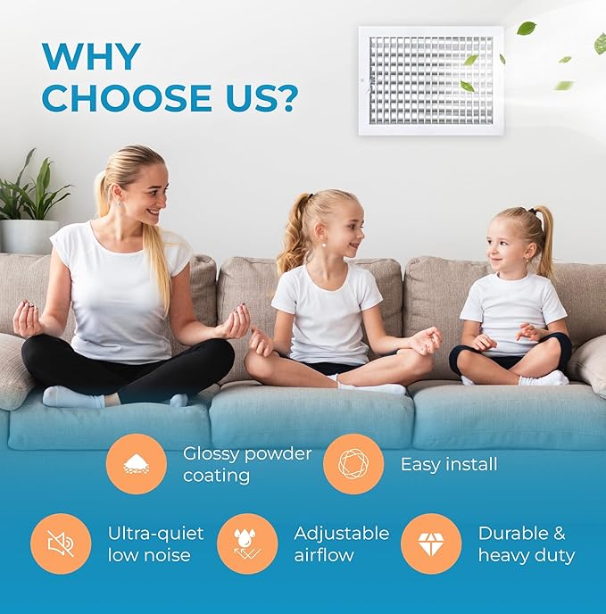 Aluminum 14 x 10 Inch (Duct Opening) Air Vent Covers Wall AC Grille – Premium Register Vent Cover – Durable Rustproof Wall Grille – Overall Size 15-5/8 x 11-5/8 Inch – Adjustable Front Blades, White - Image 5