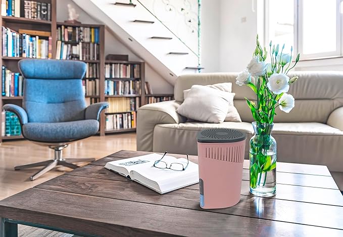 WENKO Portable Dehumidifier Drop Design, Compact and Rechargeable Dehumidifier for Bathroom, Closet, Bedroom, Garage, Covers up to 2800 Cubic Feet, 2.2 lbs, Pink, 5.9 x 9.1 x 5.9 in - Image 7