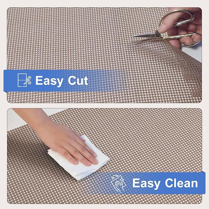 Shelf Liner Non Adhesive Cabinet and Drawer Liner,Upgrade Durable Folded Slip Great Grip Liners for Kitchen Cabinets, Storage, Desks, Dresser, 11.8 in x 9.8 ft, Wheat - Image 5