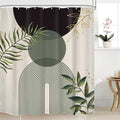 Dark Green Boho Shower Curtain 72Wx84H Extra Long Black Green Modern Bohemian Abstract Plant Leaves Bathroom Decor Minimalist Geometric Neutral Bath Curtain Fabric Polyester 12 Pack Hooks by MitpokBrand