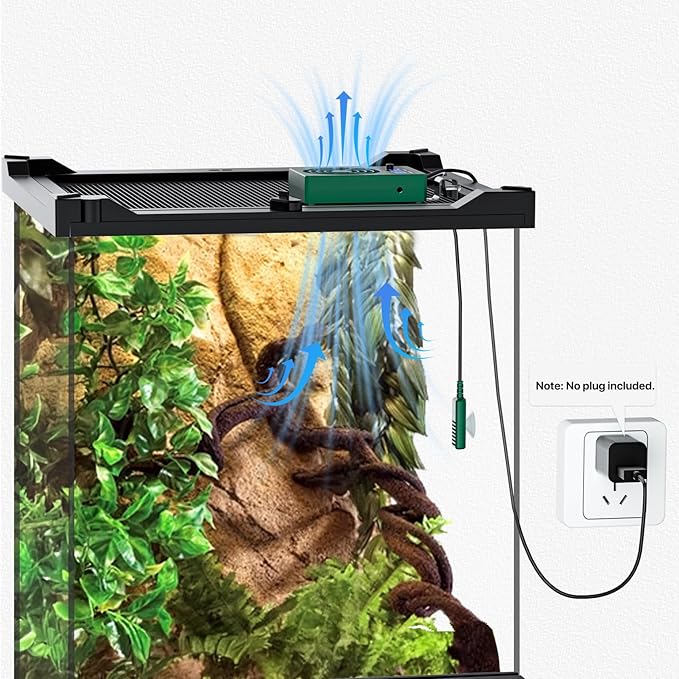 Reptile Temperature Control Fan for Terrariums, Quiet Cooling System for Enclosures and Tanks, Green - Image 7