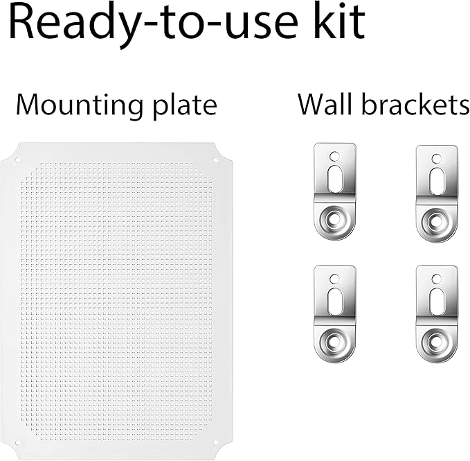 Junction Box, IP67 Waterproof Plastic Enclosure for Electrical Project, Hinged Grey Cover, Includes Mounting Plate and Wall Bracket (Grey Cover with Inner Door, 16.1"x12.2"x7.1") - Image 5