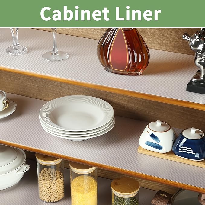 Shelf Liners 17 inch x 20 ft Shelf Liners for Kitchen cabinets nonstick Lining Drawer Mats EVA Protector for Cupboard (Clear Ribbed,17 inch x 20 ft) - Image 4