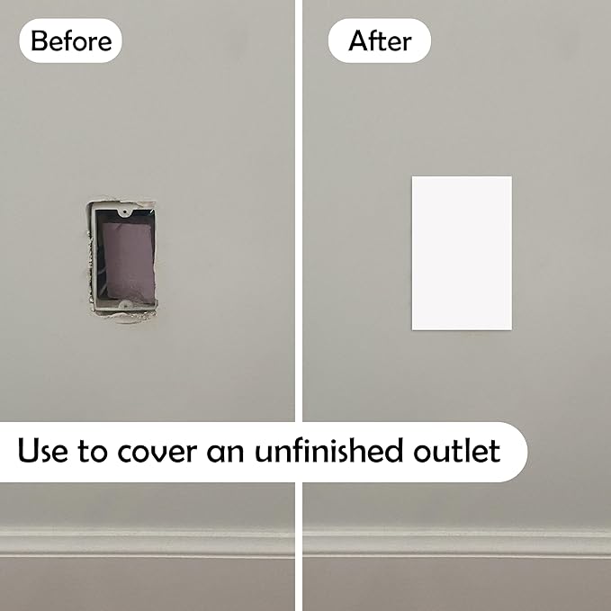 Rubber Bond Self-Adhesive Rubber Wall Outlet Cover Plate 5 Pack - Easy to Apply Peel & Stick Drywall Hole Patch - 5x3 Inch Screwless Blank Wall Plate Cover - Premium Rubber Wall Hole Cover (White) - Image 2