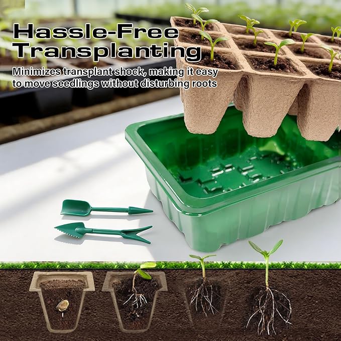 Seed Starter Tray Kit 10 Pack, Seed Starting Trays with Humidity Dome (120 Cells Total), Plant Germination Trays Complete Mini Greenhouse for Seed Growing & Seedlings - Image 4