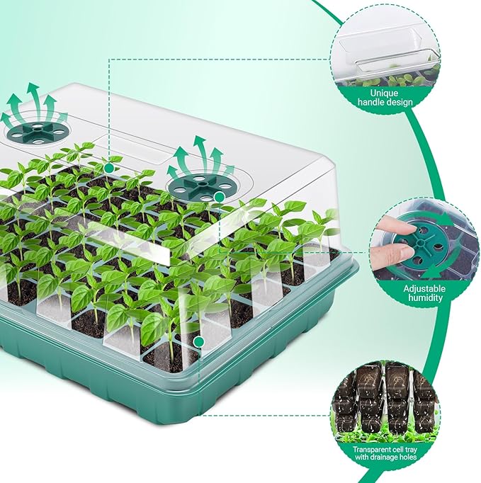 192 Cells Seed Starter Tray, Seed Starter Kit with Adjustable Humidity Dome, Seed Starting Trays Plant Starter Kit for Seeds Growing Starting, Indoor Gardening, Greenhouse - Image 5
