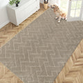 PURRUGS Easy Care Area Rug 4.5ft x 7ft, Non-Slip Machine Washable Entry Rug, Dog Door Mat, Stain Resistant Accent Rug for Hallway, Bedroom, Living Room and Mudroom, Taupe by PURRUGS
