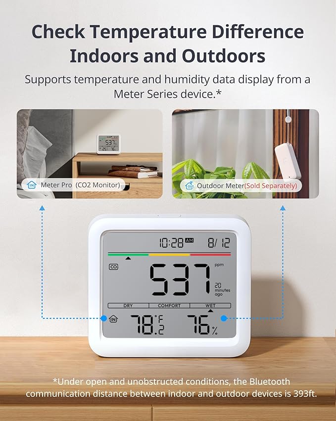 SwitchBot CO2 Detector, Air Quality Monitor Indoor, CO2 Monitor for CO2/TEMP/Humidity, Portable Carbon Dioxide Detector for Home/Car/Office/Greenhouse - Image 6