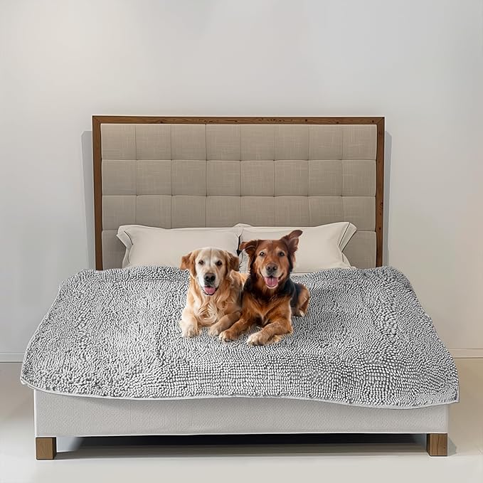 Muddy Mat® Dog Blanket - Chenille Water Absorption Blanket for Bed & Couch Cover for Dogs Washable, Anti-Slip Soft and Durable Furniture Protector for Dogs - Grey 52"x72" - Image 9