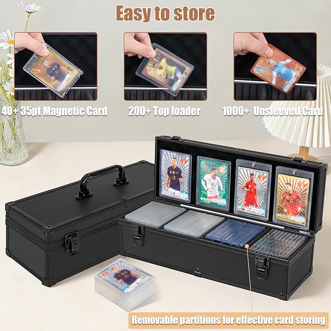 Toploaders Storage Box for 3" x 4" 35pt Rigid Card, Top Loader Storage with 3 Partition Holds 200+ Toploaders, Magnetic Card Holders - Image 2
