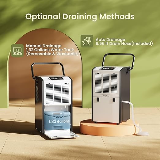Waykar 155 Pints Large Commercial Dehumidifier with Drain Hose and Water Tank, Industrial Dehumidifier in Large Space up to 8000 Sq. Ft for Home, Basements, Whole House, Library - Image 6