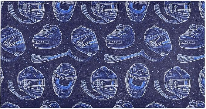 Ice Hockey Pattern Blue Decorative mat Non Slip Anti Mold Washable Rugs for Bathroom for Entrance Hall Accessories 39x20in alfombra para ba?o by Unknown