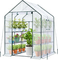 Ohuhu Greenhouse for Outdoors: 3 Tiers 12 Shelves Walk-in Indoor Green House Heavy Duty Plant Stands Reinforced Plastic PE Cover Mini Portable Warm House for Outside, 4.8x2.5x6.4 FT by Ohuhu