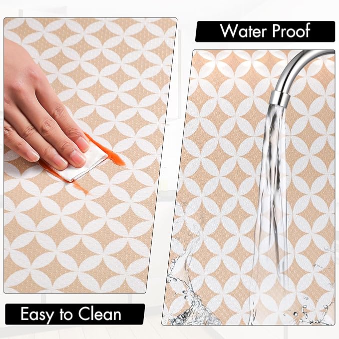 Cooyes Shelf Liner for Kitchen Cabinets – Non-Adhesive Waterproof EVA Liner for Drawers and Cabinets – Durable, Easy-to-Cut Shelf Paper with Modern Pattern - Image 6