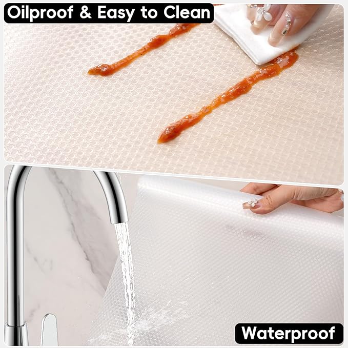 Shelf and Drawer Liner for Kitchen Cabinet，Non Adhesive Durable EVA Shelf Paper, Non Slip Waterproof Decorative Mats for Dresser Cupboard Refrigerator Bathroom Grip Shelves（Clear,20 in X 10 Ft ） - Image 3