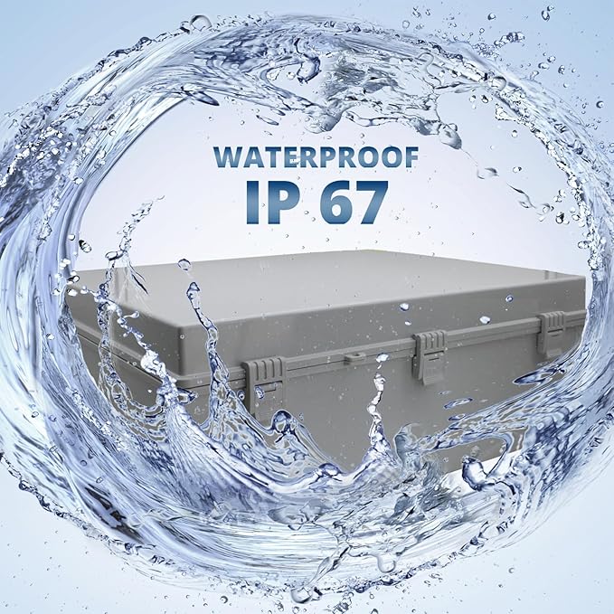 MAKERELE Large Junction Box Waterproof Plastic IP67 Vented Outdoor Enclosure Box 2 NPT 1”Glands and Adjustable Clamp*2 Hinged Cover Junction Box Plastic (23.6"*19.7"*8.7") - Image 3