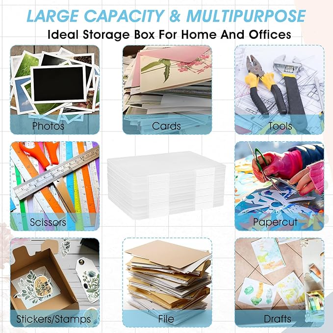 6 Pack A4 File Portable Project Case, Plastic Storage Box for Letter A4 Paper, Clear Paper Organizer Storage Box, Scrapbook Papers Storages Boxes, Portable Document Holder with Buckle - Image 6