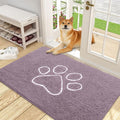 OLANLY Dog Door Mat for Muddy Paws 48x30, Paw Print Design, Absorbs Moisture and Dirt, Absorbent Non-Slip Washable Doormat, Quick Dry Chenille Mud Mat, Entry Indoor Entryway Carpet, Deep Plum by OLANLY