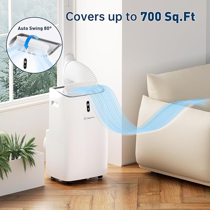 14,000 BTU Portable Air Conditioners Cool Up to 700 Sq.Ft, Cool, Heat, Dehumidifier & Fan 4 in 1 Air Conditioner for Room, Portable AC Unit with Remote/Sleep Mode/Auto Swing Fans/Self Evaporation - Image 5
