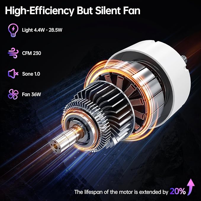 Bathroom Exhaust Fan with Bluetooth Speaker, 230 CFM 1.0 Sone Bathroom Exhaust Fan with Light, 3 Dynamic Light, 7 LED Color, 3 Color Temperatures, Nightlight,Remote, Easy Install (Ivory) - Image 5