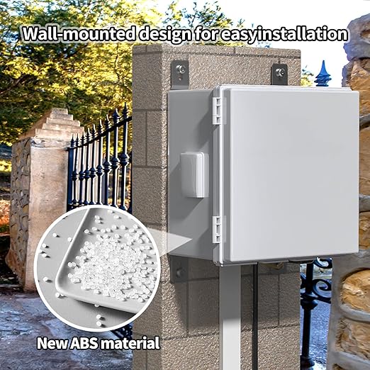 ABS Electrical Junction Box, Ventilated Design, Cable Grommets, IP65 Waterproof Enclosure, Indoor/Outdoor Use with Mounting Panel. (Grey Cover, 11.9"x11.9"x7") - Image 4